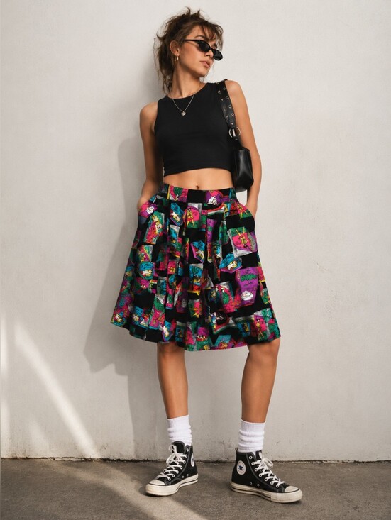Two Roads Pants - Vintage 80s Two Roads Pop Art Shorts Size M High Rise Flowy Colorful Vogue